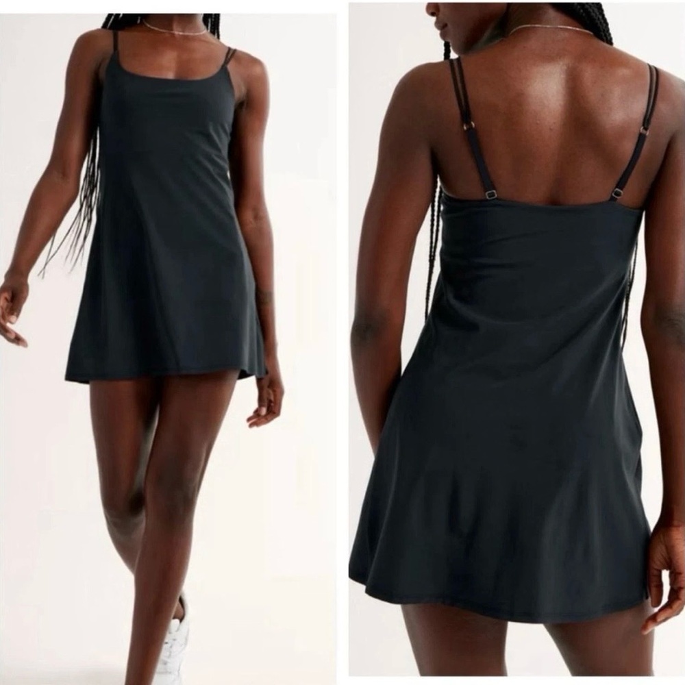 New Abercrombie & Fitch Women’s Black Strappy Built in Shorts Skort Dress XXLT